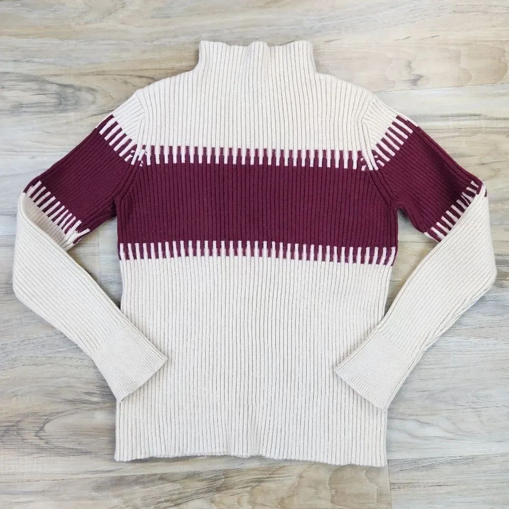 ☔️🔹️Cliche Colorblock Ribbed Mock Neck Long Sleeve Sweater Medium